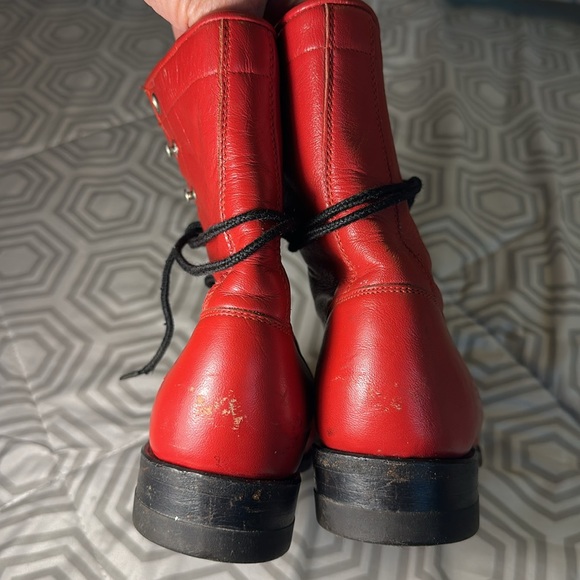 Justin red leather lace up boot sz 5 B - Picture 5 of 11